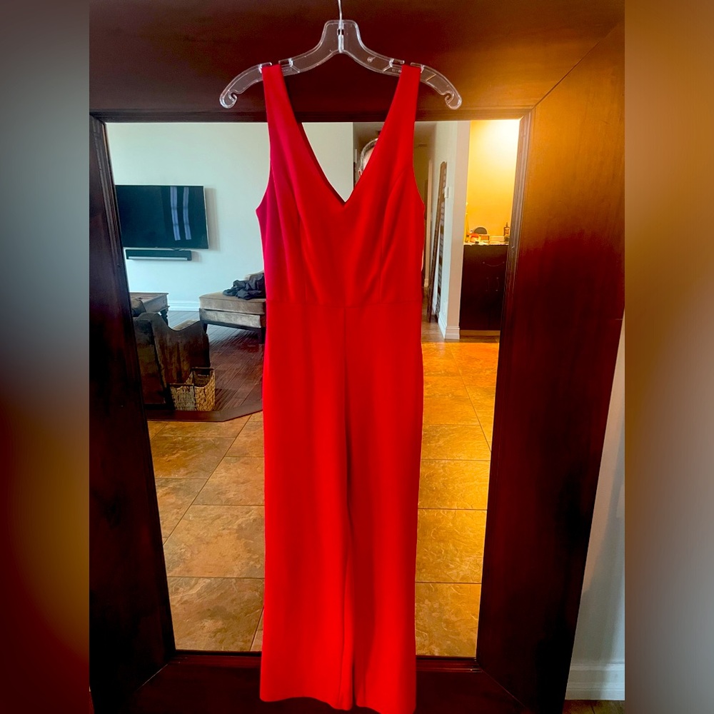 Red sleeveless pants jumpsuit